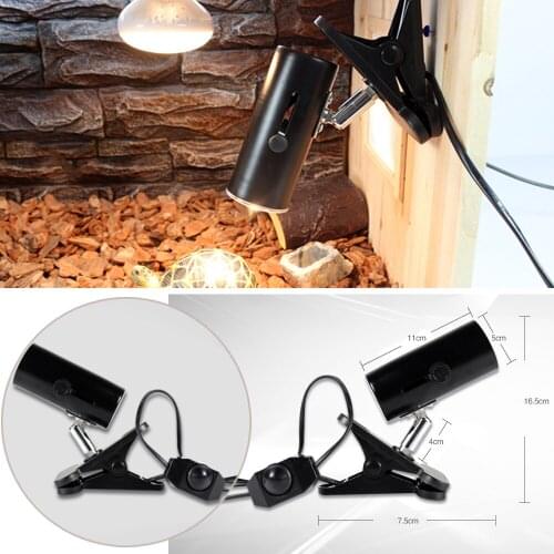 Behogar Reptile Heat Lamp Ceramic Infrared UVA UVB Emitter Heater Holder Clip Stand without Bulb US to EU Charger Adapter