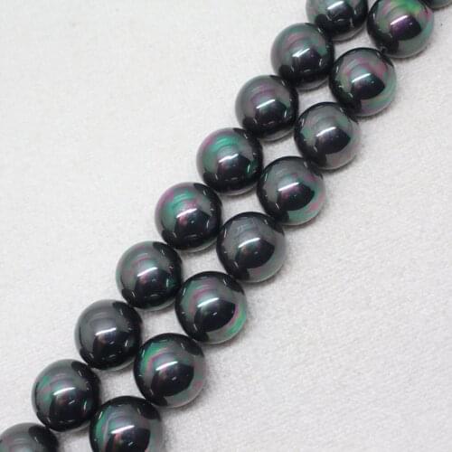 Free Shipping!Wholesales 25pcs,16mm Black Multicolor Shell Pearl Round Loose Beads 15