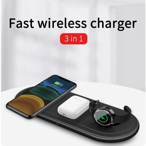 3 in 1 Wireless Charger For iphone 12 Watch Airpods Pro 10W Fast Charging Dock Station Charger Wireless