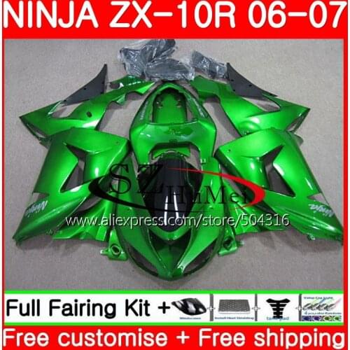 Bodywork For KAWASAKI NINJA ZX10R 06 07 Pearl green ZX1000C 16SH8 ZX-10R 06-07 ZX1000 C ZX 10 R ZX 10R 2006 2007 Fairings kit