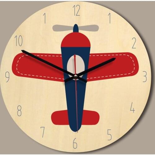 Children room Wooden Wall Clock Modern Design 11 Inch Colorful Printing Wall Watch Circular Mute Klock Special Gift