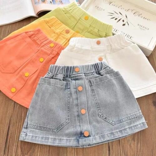 Baby Girls Denim Skirts Girl Kids Fashion Button Pockets Casual Jeans Skirt Toddlers Summer Clothes