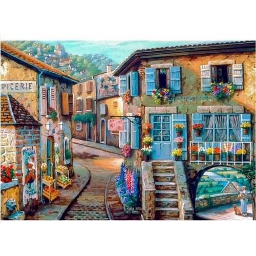 Scenery Embroidery Mosaic Craft Flower Town Diamond Painting Kits Bead Picture Wall Paper Rhinestones Drawing Christmas Gift New