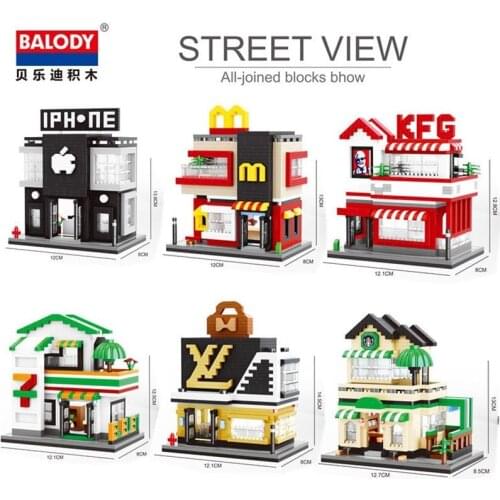 Balody Blocks Small Street Store Super Market Model Mini Shop View Diamond Building Bricks Toys for Kids Gift Birthday 16100