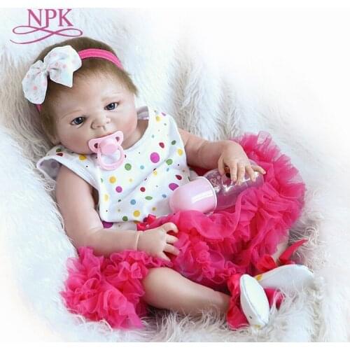NPK reborn doll with soft real gentle touch22inch silicone vinyl doll lifelike newborn baby doll children bathing toys