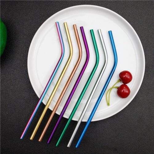 Reusable Drinking Straws 304 Stainless Steel Metal Surpass Glass Bent Straight With Clean Brush Bar Party Accessory