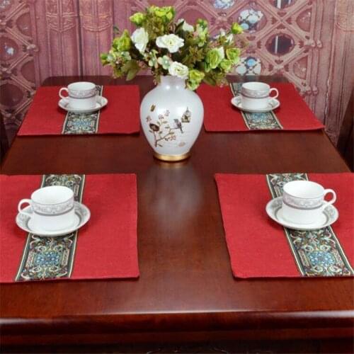 New Placemat Corduroy Western Food Pad Table Mat Insulation Thick Anti-scalding Place Mat Bowl Mat Table