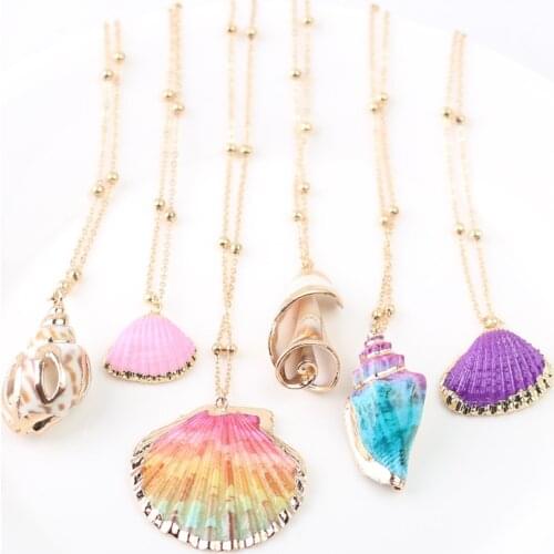 2021 Boho Conch Shell Necklace Shell Gold Shell Chain Necklace Women Seashell Choker Necklace Pendants Jewelry Bohemian Female