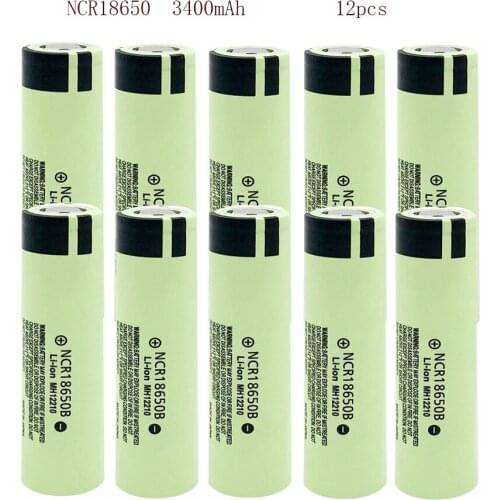 12pcs 18650 NCR 18650B 3.7V 3400mAh Rechargeable Lithium Battery Suitable for Laser Pointer Flashlight Torch And Other Products