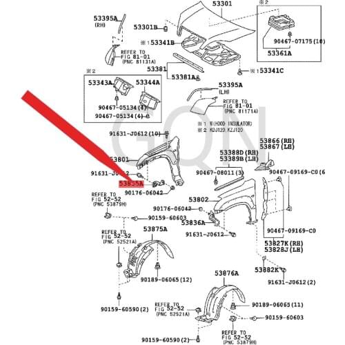 Right front fender to fender stay 2002-Toy ota LAN DCR UIS ERP RA DO front sand board inner pad RH/LH front fender bracket L/R