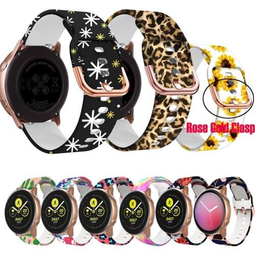 20 22mm Silicone Band for Samsung Galaxy Watch 42 46mm Watch 3 41/45mm Gear S2 S3 Women Printing Strap Watchband for Amazfit bip