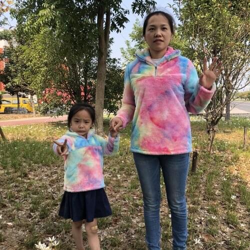 TTS Monogram Mommy&Me soft Rainbow Tie Die kids Sherpa Pullovers boys&girls jackets Fleece Youth Pullover coats