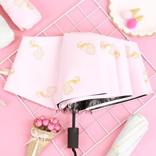 Girls Heart Umbrella Folding Rain / Umbrella Vinyl Small Fresh Sun Sun Protection