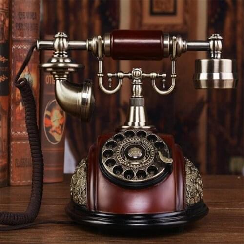 Rotary Dial Telephone Retro Old Fashioned Landline Phones with Classic Metal Bell, Corded Phone with Speaker and Redial for Home