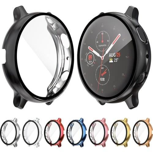 Glass+Case For Samsung Galaxy watch active2 44mm 40 mm All-Around cover bumper+Screen Protector Galaxy watch active 2 44mm 40mm