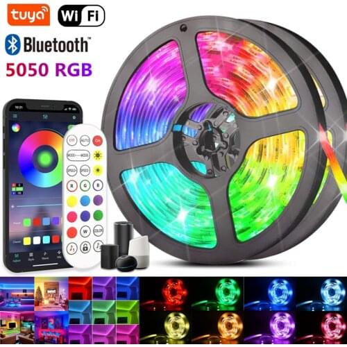 LED Strip Light RGB 5050 Flexible Ribbon Tape IP20 Fita Bluetooth WIFI Remote Control DC 12V Backlight For Bedroom 30LED/M Luces