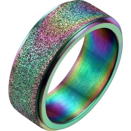 U7 Matte Sand Blast Finish Rotatable Ring Spinner Ring Relax For Women Men Multi-colors GR5004