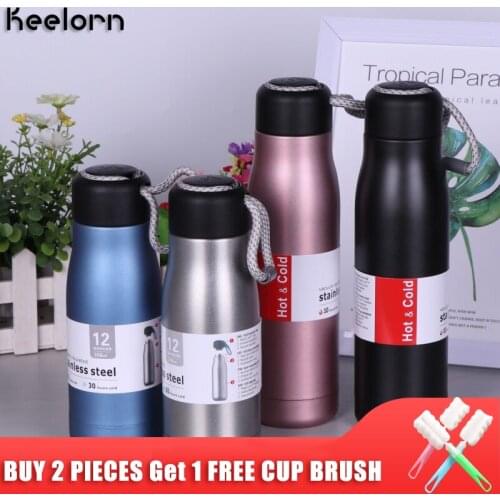 Keelorn 400ml/600ml Double-Wall Insulated Vacuum Flask Stainless Steel BPA Free for Gym Sport Thermo Cup Water Bottle Travel Cup