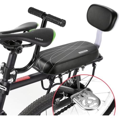 Bicycle Back Seat Cycling Bike MTB PU Leather Soft Cushion Rear Rack Seat Children Seat w/ Back Rest Saddle Mountain Bike Saddle