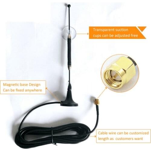 High gain 7dBi indoor 700-2700Mhz full band antenna GSM GPRS 2.4G 3G 4G omnidirectional antenna RG174 cable 3 m feeder SMA male