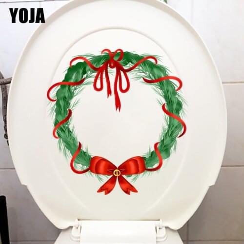 YOJA 21.7X22.3CM Christmas Tree Branch Flower Creative Toilet Decor WC Home Room Wall Sticker T1-1351