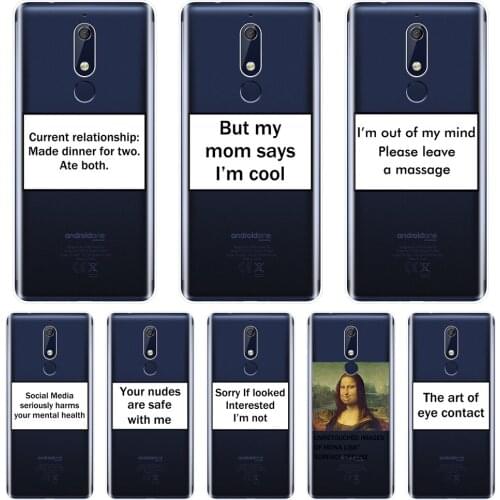 Funny Quote Text Mona Lisa Phone Case For Nokia 7.1 6.1 5.1 3.1 2.1 Soft Silicone Back Cover For Nokia 2.1 3.1 5.1 6.1 7.1 Plus