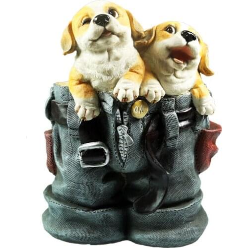 Fun jeans and dog resin desktop small flower pot pastoral happy small dog plant pot