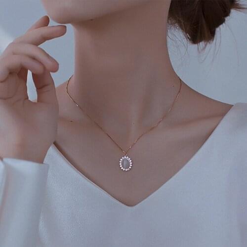 KOFSAC New Simple Fashion Pink Crystal Zircon 925 Sterling Silver Pendant Jewelry Necklaces For Women Birthday Accessories Gifts