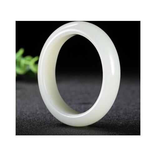Zheru Jewelry Natural Hetian Jade White 54-64mm Bracelet Elegant Princess Jewelry Best Gift for Mother and Girlfriend