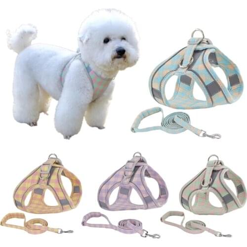 Dog Cat Harness Vest Adjustable Puppy Kitten Collars Cute Walking Lead Leash Set Chihuahua Harnesses Necklace For Small Dogs Pug