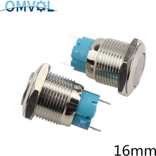 1PC 16mm Momentary Metal Push Button Switch Self-Locking/Self-Recovery 1NO 2pin Car Door Waterproof Switch Button