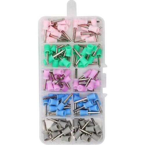 100pcs Dental Polishing Cup Brush Color Mixed Polishing Polisher Dentist Instrument Colorful Product Oral Hygiene Flat Lab Tools