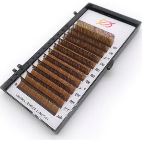 16lines 0.07 C D False Eyelashes Light Brown Individual Eyelash Extension Color Fake Eye Lashes Mink Eyelash Extension 100% real