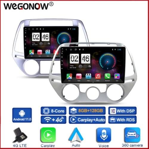 360 Panoramic Camera Carplay 6G+128G Android 10 Car DVD Player GPS WIFI Bluetooth RDS Radio For Hyundai I20 2010 2012 2013 2014