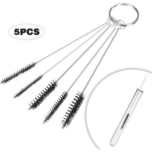 5pcs Mini Nylon Brushes 2-5mm Glass Tube Cleaning Nylon Brushes For Lab Kitchen Bar Drinking Straw Tube Cleaning Tool