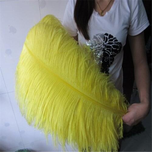 Promotion 20pcs/lot Beautiful Yellow Ostrich Feather 26-28 Inch(65-70cm) Accessories Home for Jewelry Craft Diy Plume