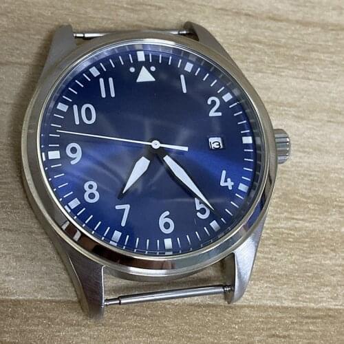 Wristwatch automatic mens watch 40mm blue sterile dial green luminous steel stainless case automatic movement PO3