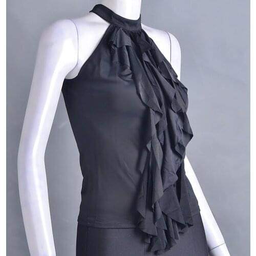 Ballroom dancing Latin dance multi lotus turtle neck sleeveless top T10035