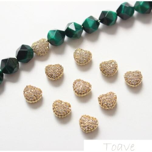 Copper-plated 18K Gold Double-sided Peach Loving Zircon Straight Hole Diy Bracelet Necklace Material Accessories