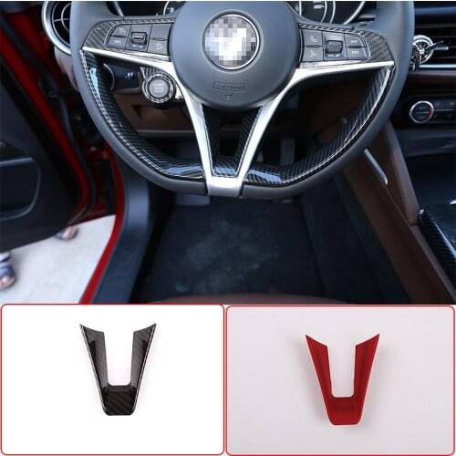Red For Alfa Romeo Giulia Stelvio 2017 2018 2019 Car Accessories ABS Steering Wheel Decoration Strip Trim