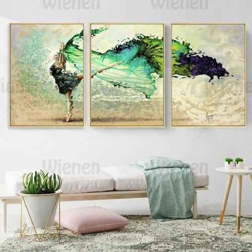 Elegant Oil Painting Ballerina Wall Picture Canvas Poster and Print Home Decoration Girl Bedroom Wall Art Dance Room Murals