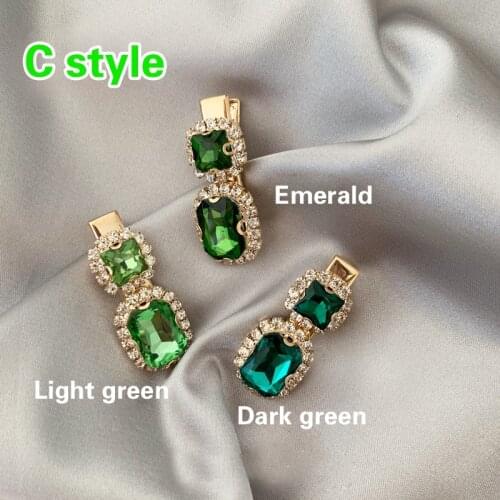 Retro Green Crystal Pearl Hair Clips For Women Hair Accessories Light Luxury Rhinestone Hairpins Headdress