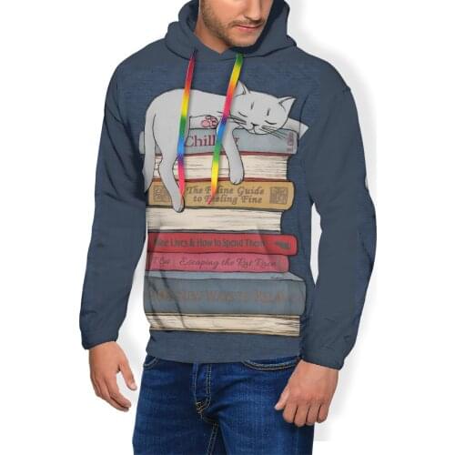 Humor Hoodie How To Chill Like A Cat Hoodies Polyester Cool Pullover Hoodie Big Grey Warm Streetwear Hoodies