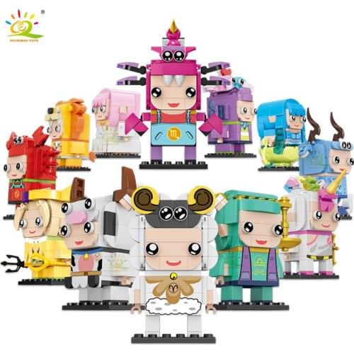 HUIQIBAO 1167Pcs Childrens Creatively Lovely 12 Constellation Building Blocks DIY City Figures Educational Bricks Toys Gift