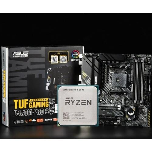ASUS TUF B450M PRO S GAMING Motherboard combo kit set Ryzen 5 2600 AM4 CPU DDR4 B450