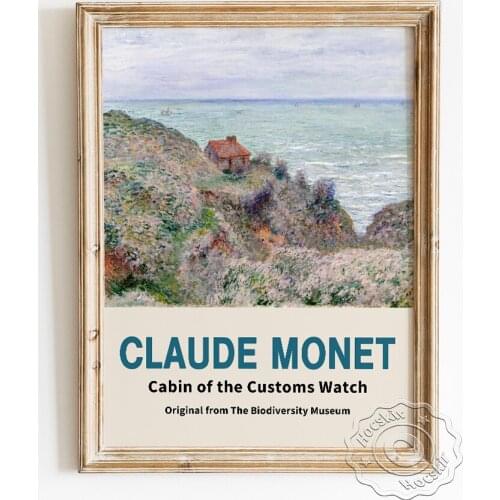Claude Monet The Biodiversity Museum Poster, Cabin Of The Customs Watch Canvas Painting, Landscape Exhibition Home Decor Picture