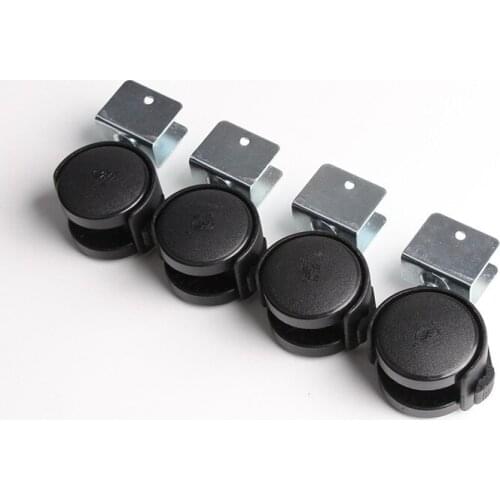 4pcs/set 2'' 30KG Black Plastic Wheels Swivel Furniture Casters Office Chair Baby Crib Sofa Brake for Furniture Hardware