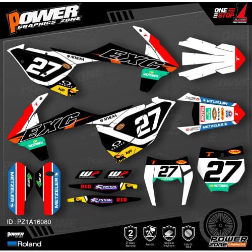 PowerZone Custom Team Graphics Backgrounds Decals Stickers Kit For KTM SX SXF MX 16-18 EXC XCW Enduro 17-19 125 to 500cc 80