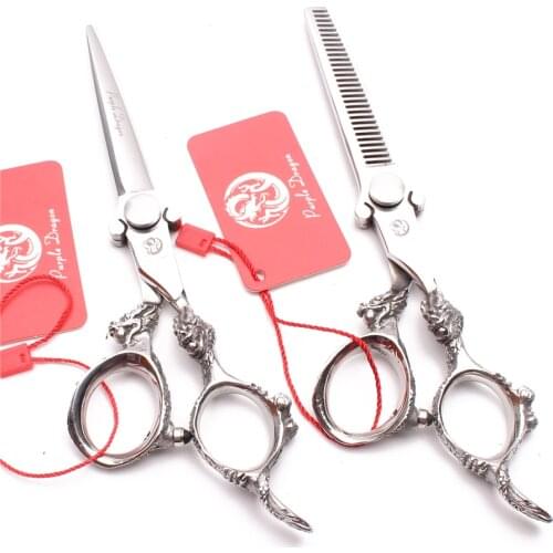 6" 17.5cm Purple Dragon Japan 440C Cutting Shears Thinning Scissors Salon Professional Barber Scissors Salon Hair Scissors Z9007