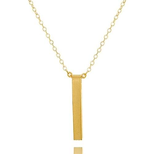 Gold Color Charm Vertical Strip Bar Necklaces Stainless Steel Pendants & Chain For Women Minimalism Jewelry Colar Bijoux Femme